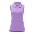 thumbnail image 1 of Womens Golf Shirt, Yigetop Women's Summer Solid Color Shirt Stand Up Collar Sleeveless Casual Sports Top Tennis Golf Shirts for Woman Purple XL, 1 of 6