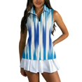thumbnail image 1 of Womens Golf Shirts Printed Sleeveless Golf Vest Collared Zip Up, Athletic Quick Dry Tank Top for Summer Sports Blue L, 1 of 6