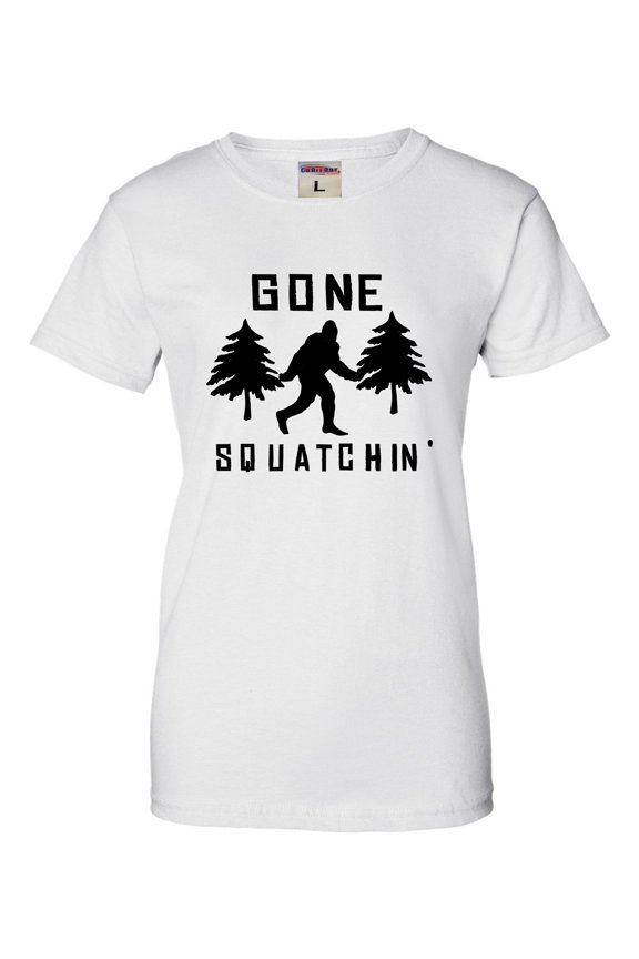 Womens Gone Squatchin' Gone Squatching Bigfoot Sasquatch T-Shirt