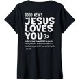 thumbnail image 1 of Womens Good News Jesus Loves You Christian Message Bible Quote V-Neck T-Shirt, 1 of 4
