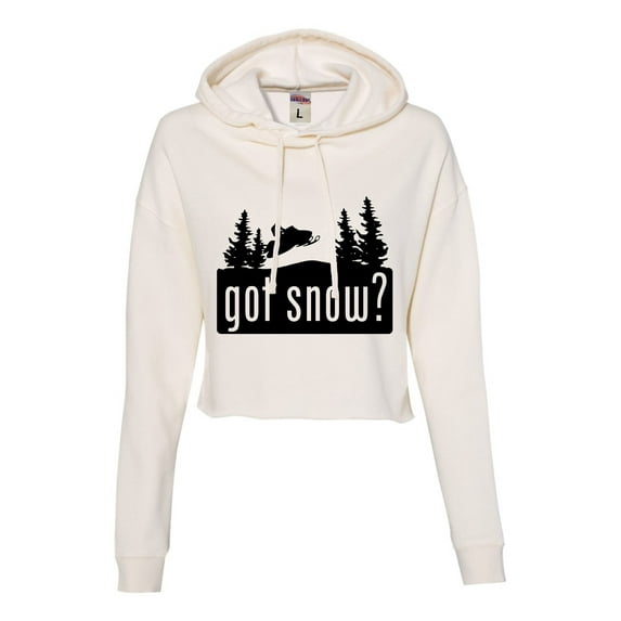 Womens Got Snow Funny Snowmobile Lover Cropped Hooded Sweatshirt