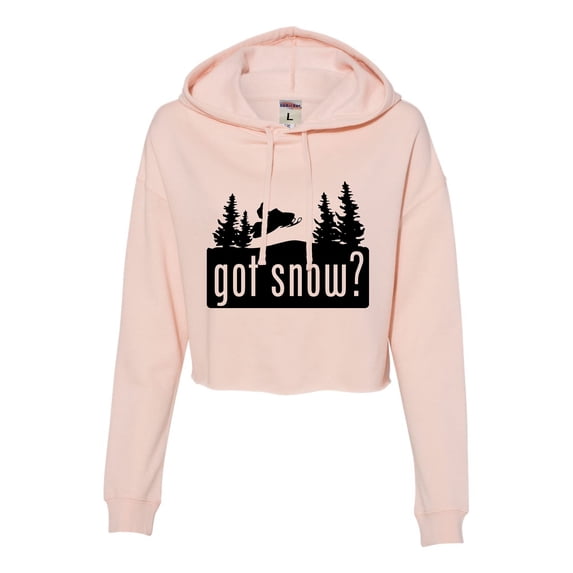 Womens Got Snow Funny Snowmobile Lover Cropped Hooded Sweatshirt