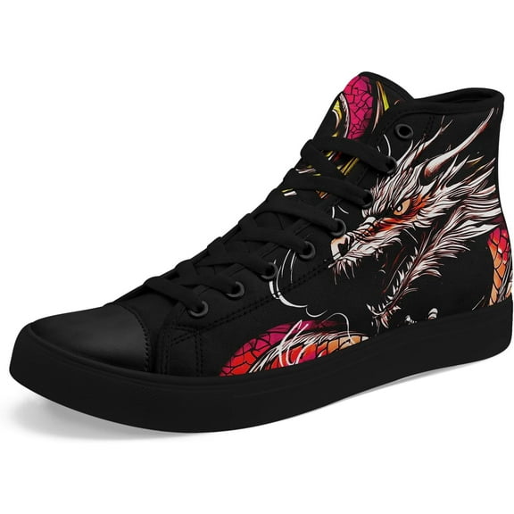 Womens Gothic High-Top Canvas Sneakers Punk Style Alternative Streetwear Canvas Shoes, Lace-Up Casual Skate Shoes for Men