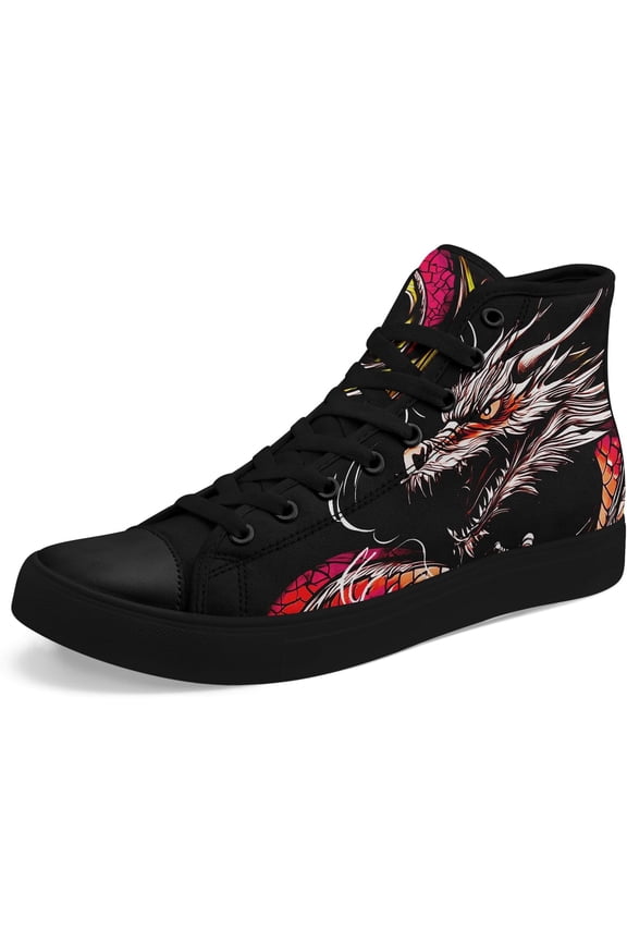 Womens Gothic High-Top Canvas Sneakers Punk Style Alternative Streetwear Canvas Shoes, Lace-Up Casual Skate Shoes for Men