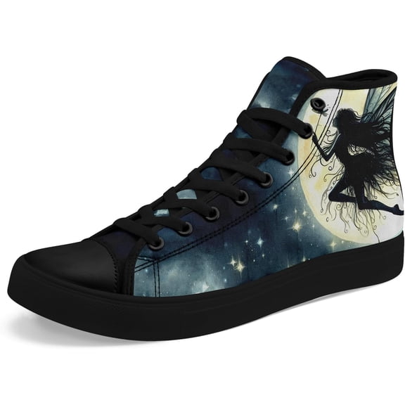 Womens Gothic High-Top Canvas Sneakers Punk Style Alternative Streetwear Canvas Shoes, Lace-Up Casual Skate Shoes for Men