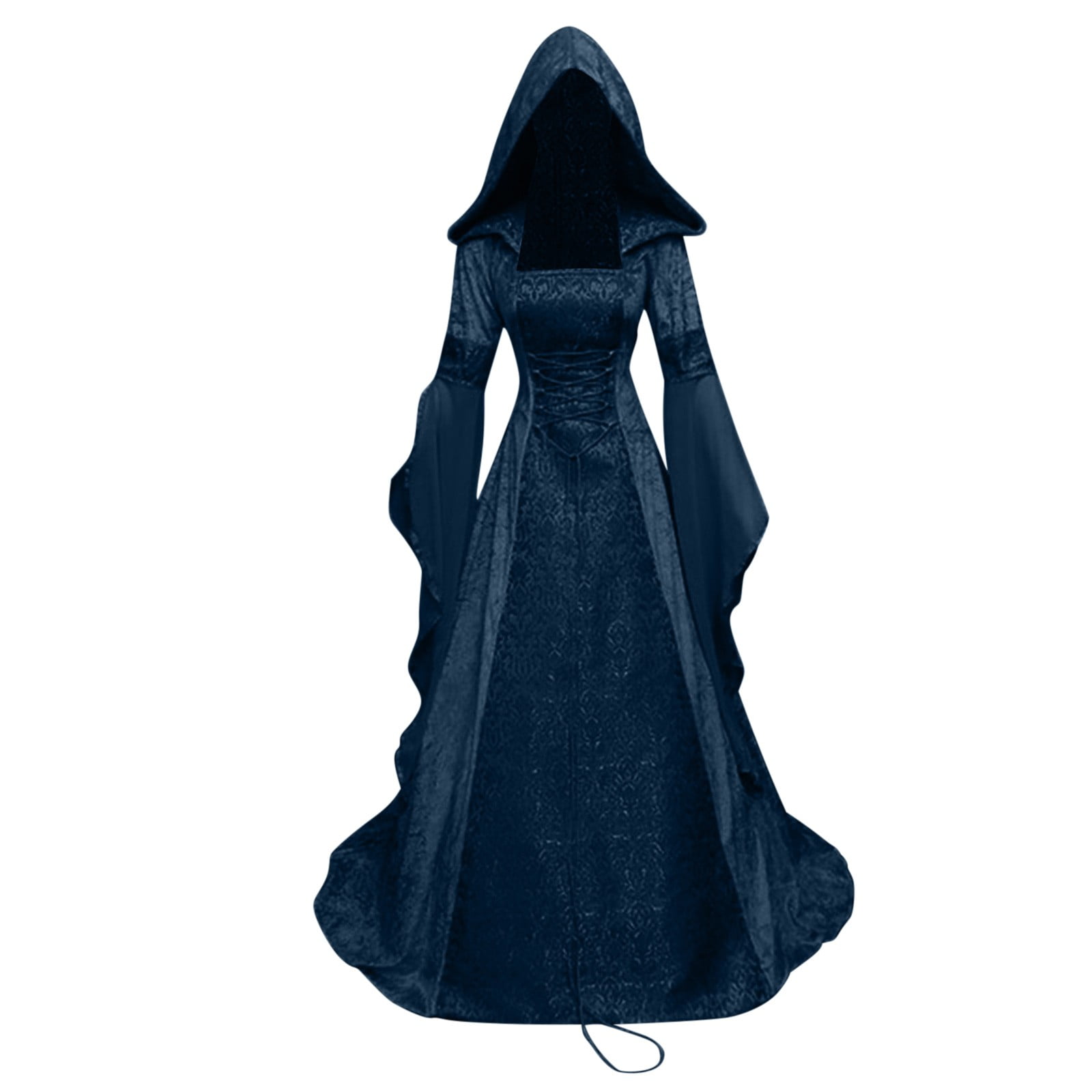 Womens Gothic Hooded Dress Long Sleeve Medieval Renaissance Costume Corset  Dresses Lace Up Vintage Ball Gown Maxi Dress Vintage Retro Wedding Gown  Tunic Witch Cloak Blue M 