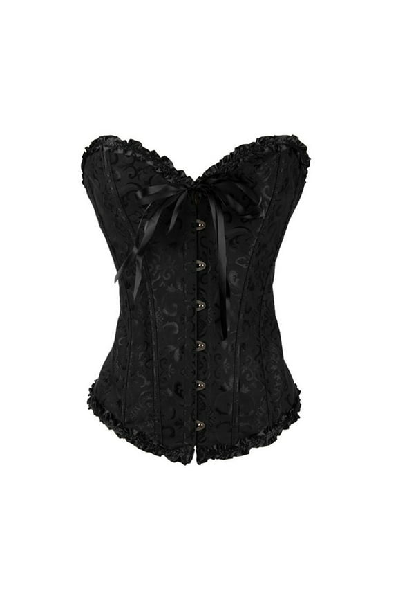 Womens Gothic Party Floral Lace Up Slim Corset Bustier Top for and Elegant Events