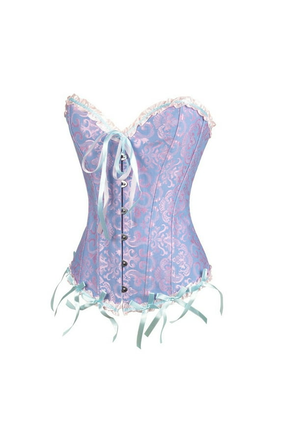 Womens Gothic Party Floral Lace Up Slim Corset Bustier Top for and Elegant Events
