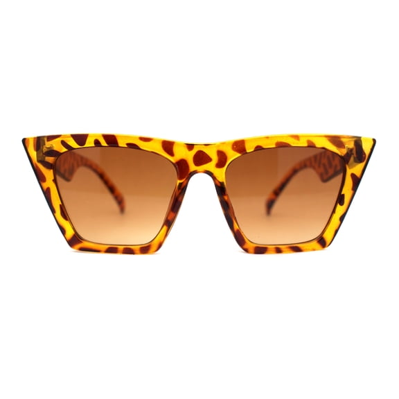 Womens Gothic Square Rectangle Cat Eye Plastic Fashion Sunglasses [Tortoise - Brown]