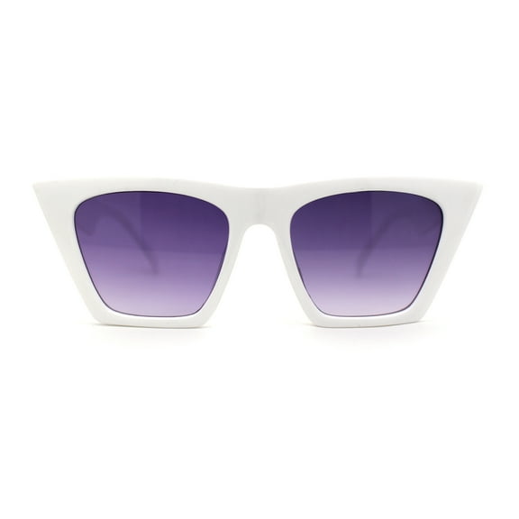 Womens Gothic Square Rectangle Cat Eye Plastic Fashion Sunglasses White Purple