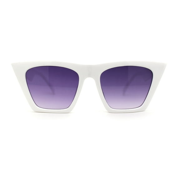Womens Gothic Square Rectangle Cat Eye Plastic Fashion Sunglasses White Purple
