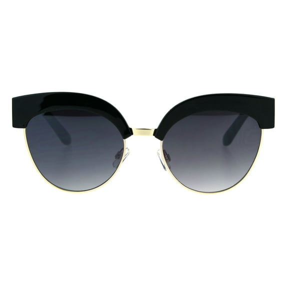 Womens Gothic Thick Plastic Cat Eye Half Rim Eye Brow Sunglasses Black Smoke