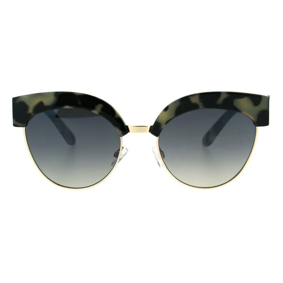 Womens Gothic Thick Plastic Cat Eye Half Rim Eye Brow Sunglasses Grey Tortoise