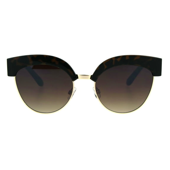 Womens Gothic Thick Plastic Cat Eye Half Rim Eye Brow Sunglasses Tortoise Brown