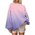 thumbnail image 1 of Womens Gradient Color Sweatshirt Long Sleeve Round Neck Pullover Casual Loose Fall Tunic Tops Oversized Shirt, 1 of 5