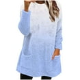 thumbnail image 1 of Womens Gradient Sherpa Pullover Casual Loose Fuzzy Fleece Sweatshirts Fluffy Fall Winter Soft Plush Outerwear with Pockets, 1 of 5