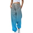 thumbnail image 1 of Womens Gradient Trousers Fashion Sports Loose Casual Wide Leg Drawstring Pocket Sweatpants Long Pants, 1 of 4