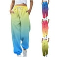 thumbnail image 1 of Womens Gradient Trousers Fashion Sports Loose Casual Wide Leg Drawstring Pocket Sweatpants Long Pants, 1 of 5