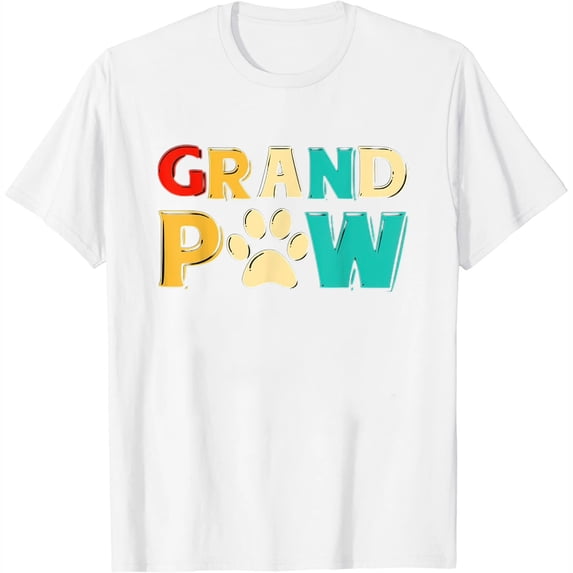 Womens Grand Paw Dog Tshirt Grandpaw Grandpa Dog Lover Vintage Gift T-Shirt White Medium