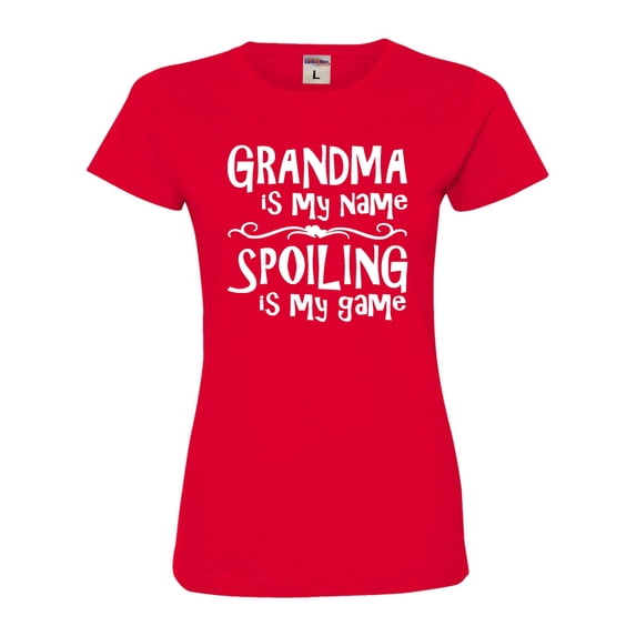 Womens Grandma Is My Name Spoiling Is My Game Deluxe Soft T-Shirt