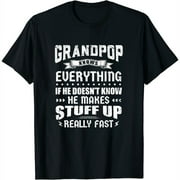 Womens Grandpop Knows Everything Funny Grandpa Humor Grandfather T-Shirt Black Small