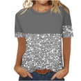 thumbnail image 1 of Womens Grapchic Shirts Short Sleeve Casual Round Neck T-Shirts Loose Pullover Outdoor Tops Blouses (L, Gray-B), 1 of 4