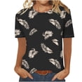 thumbnail image 1 of Womens Grapchic Shirts Short Sleeve Casual Round Neck T-Shirts Loose Pullover Outdoor Tops Blouses (S, Black), 1 of 4