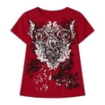 thumbnail image 1 of Womens Graphic Baggy Tees Shirts Gothic Grunge Emo Tops (Red L), 1 of 3