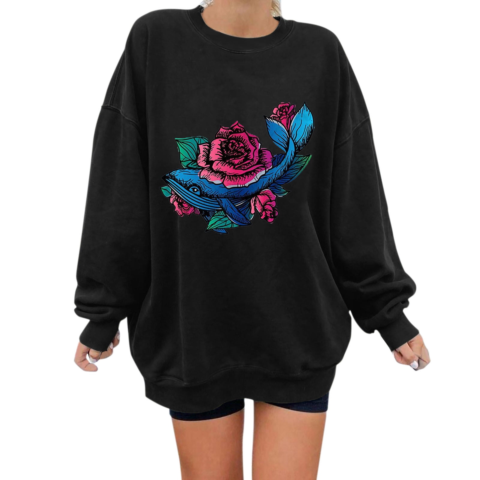 Womens Graphic Hoodies Oversized Sweatshirts For Teen Girls Sun Moon