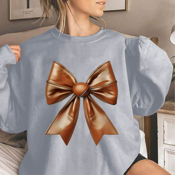 Womens Graphic Sweatshirt Lightweight Casual Crew Neck Long Sleeve Sweatshirts Gray S