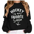 thumbnail image 1 of Womens Graphic Sweatshirts Oversized Vintage Hockey Retro Letter Print Long Sleeve Shirts Fall Fashion Relaxed Fit Tunics Black L, 1 of 3