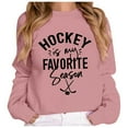 thumbnail image 1 of Womens Graphic Sweatshirts Oversized Vintage Hockey Retro Letter Print Long Sleeve Shirts Fall Fashion Relaxed Fit Tunics Pink XL, 1 of 3