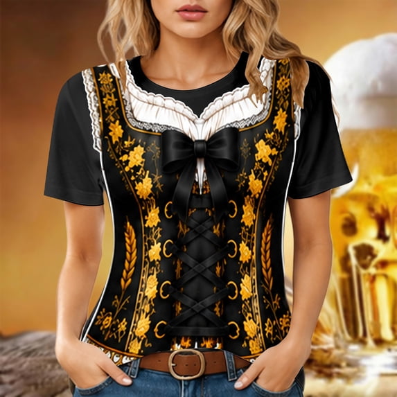Womens Graphic T Shirt Basic Crew Neck Short Sleeve Relaxed Fit Tee for Outings Fall Layering Black,XXL