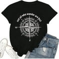 thumbnail image 1 of Womens Graphic T-Shirt Not All Who Wander are Lost Funny Tees for Women Summer Casual Top Shirts Black 2X-Large, 1 of 4