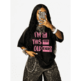 thumbnail image 1 of Womens Graphic T Shirt, Text Print, Short Sleeve, Loose Fit, 1 of 7