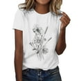 thumbnail image 1 of Womens Graphic T Shirts Botanical Floral Line Art Crew Neck Short Sleeve Casual Tee with Relaxed Everyday Fit Summer Shirts for Women, 1 of 4