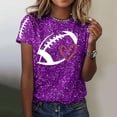 thumbnail image 1 of Womens Graphic T Shirts, Fashion Casual Rugby Love Print Round Neck T Shirt, Purple S, 1 of 5