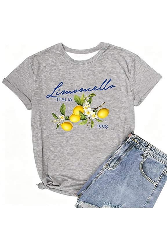 Womens Graphic T Shirts Fashion Printed Short Sleeved Round Neck Couple Shirts,Light Gray,M