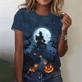 thumbnail image 1 of Womens Graphic T-Shirts Pumpkin Print Tops Crew Neck Short Sleeve Fall Halloween Tees Casual Holiday Party Blouse Summer Essential, 1 of 6