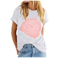 thumbnail image 1 of Womens Graphic T Shirts Rose Graphic Loose Fit Summer Short Sleeve Boyfriend Casual Crew Neck Tees Womens Summer Tops White L, 1 of 5