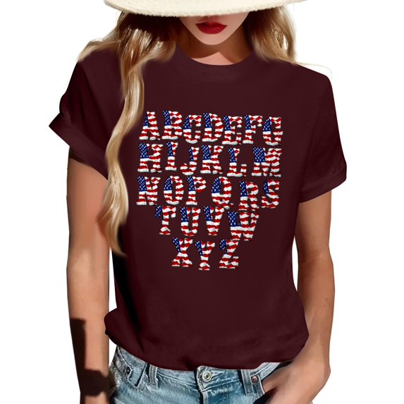 Womens Graphic T-Shirts, Trendy All-Season Street Fashion Blouse Top with Vibrant Print Designs Women's Lightweight Soft Printed T-Shirt for Yoga Dates Vacations Red Xl