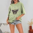 thumbnail image 1 of Womens Graphic T-shirts Short Sleeve Crewneck Butterfly Print Tee Plus Size Vintage Loose Summer Tops Light Green M, 1 of 4