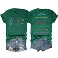 thumbnail image 1 of Womens Graphic T-shirts Short Sleeve Crewneck Initial Letter Print Tee Summer Casual Tops Green M, 1 of 2