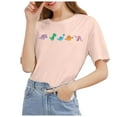 thumbnail image 1 of Womens Graphic T-shirts Short Sleeve Crewneck Tees Dinosaur Print Comfy Casual Summer Everyday Wear Tops BU3 M, 1 of 6