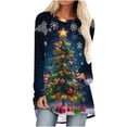 thumbnail image 1 of Womens Graphic Tees Holiday Christmas Tops to Wear with Leggings Long Sleeve Round Neck Casual Xmas Tops, 3XL Multicolor, 1 of 5