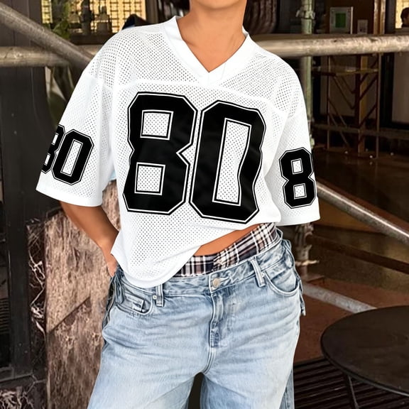 Womens Graphic Tees Oversized Top Coquette Y2k Streetwear Shirts (White L)