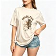 thumbnail image 1 of Womens Graphic Tees Short Sleeve T Shirts | Loose Casual Tops for Teen Girls, Vintage Leopard Daisy Wild Love Floral Graphic T-shirts, 1 of 5