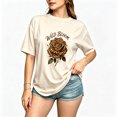 thumbnail image 1 of Womens Graphic Tees Short Sleeve T Shirts | Loose Casual Tops for Teen Girls, Wild Bloom Leopard Rose Vintage Graphic T-shirts, 1 of 5