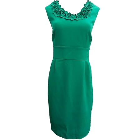 Womens Grass Green Ruffled A-Line Dress Floral Ruffle Pencil-Dress 16