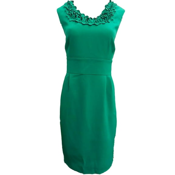 Womens Grass Green Ruffled A-Line Dress Floral Ruffle Pencil-Dress 16